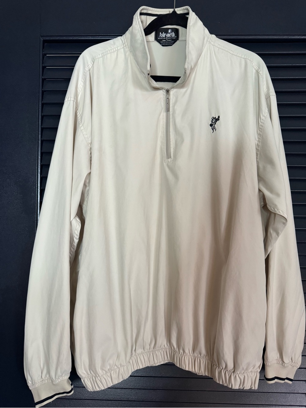 Ashworth Weather Systems XL Cream Quarter Zip Golf Wind Pullover